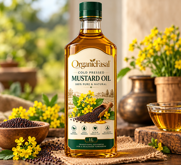 OrganicFasal Premium Cold Pressed Mustard Oil – 1 Litre | 100% Pure & Natural